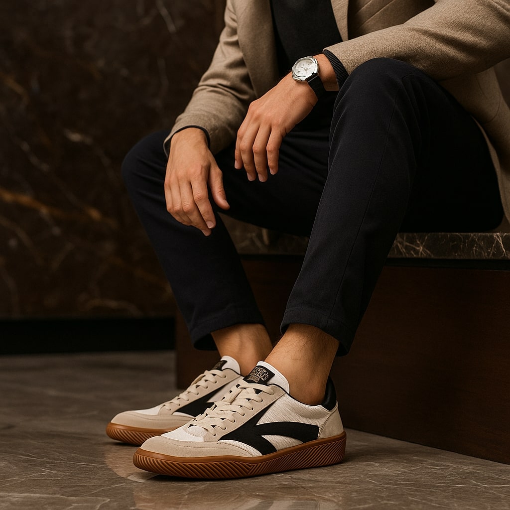 Sandro Leather-Trim Sneaker